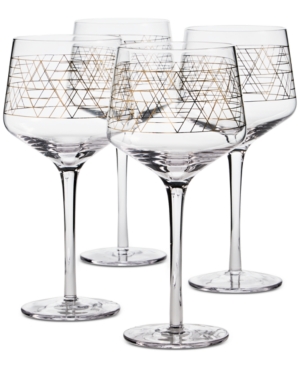 Hotel Collection Gold Decal Wine Glasses, Set Of 4, Created For Macy's In Clear