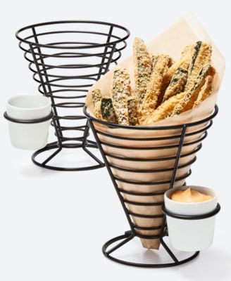 Mixed Materials Conical Fry Baskets with Dip Bowls, Set of 2, Created for Macy's