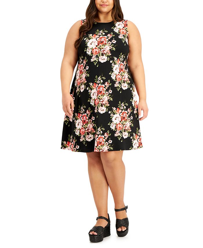 BCX Trendy Plus Size Floral-Print A-Line Dress - Macy's