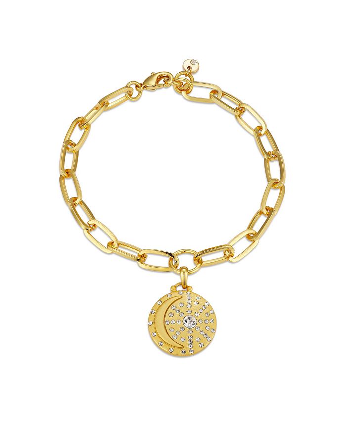 Unwritten - Gold Flash-Plated Link Bracelet with Crystal "I Love You to the Moon & Back" Charm