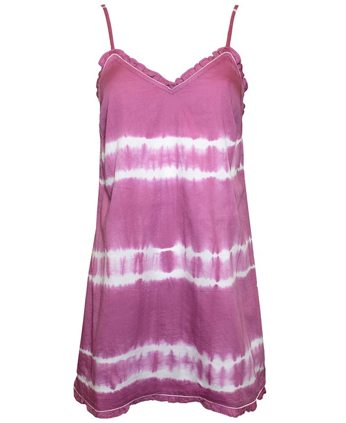 Reverie Lea Sleeveless Ruffle Trim Tie-Dye Slip Nightgown - Macy's