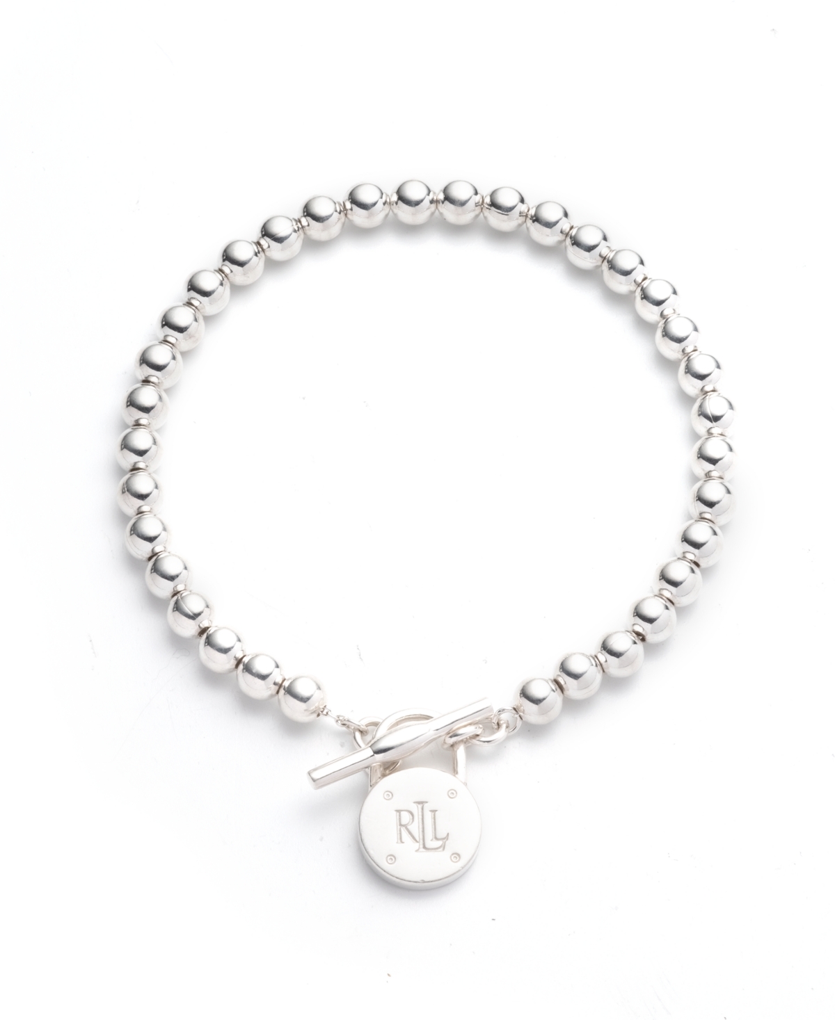 Lauren Ralph Lauren Polished Bead Toggle Bracelet In Sterling Silver