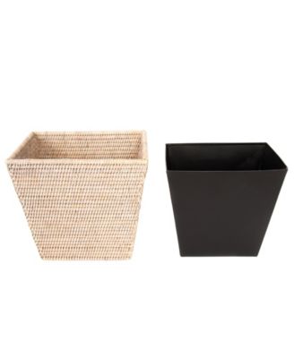 Artifacts Rattan Rectangular Tapered Waste Basket with Metal Liner