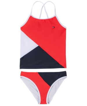Tommy Hilfiger Big Girls Colorblock Two Piece Swimsuit Set