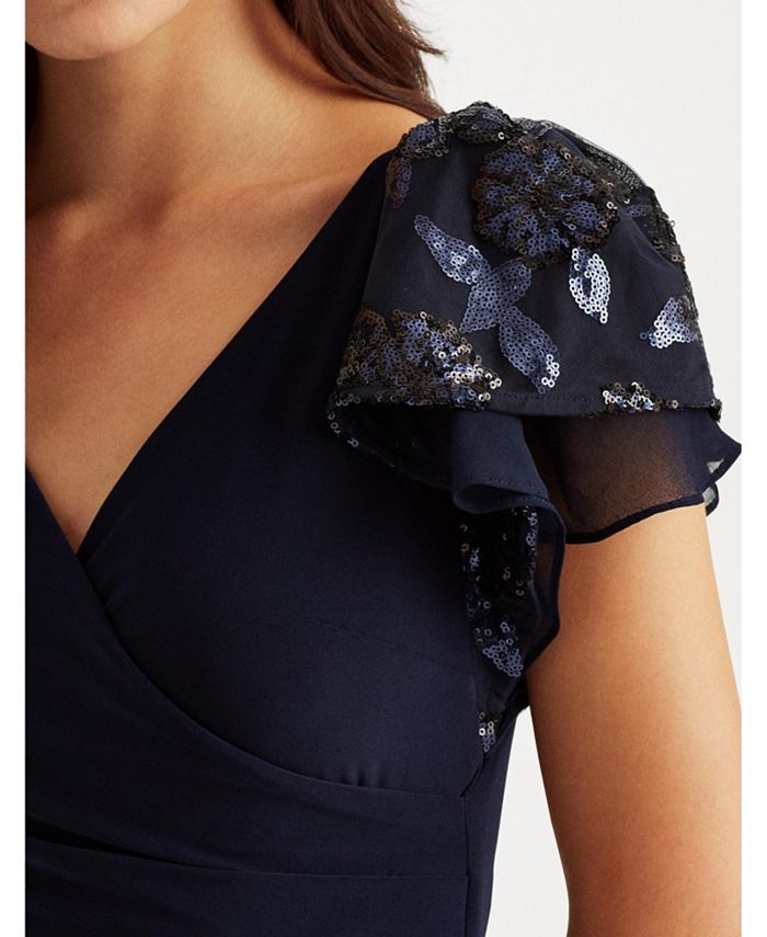 Lauren Ralph Lauren Embellished Flutter-Sleeve Gown & Reviews - Dresses ...