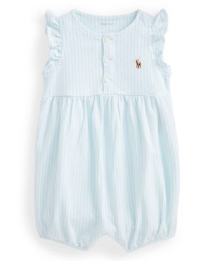 Ralph Lauren Baby Girls Striped Oxford Bubble Shortall