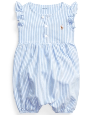 Ralph Lauren Baby Girls Striped Oxford Bubble Shortall