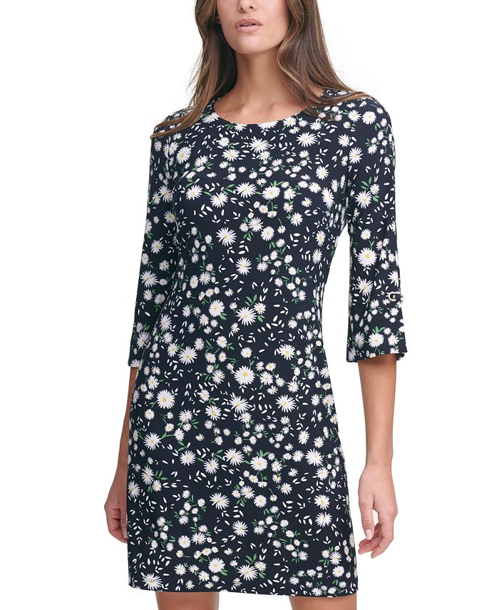 Tommy Hilfiger Printed Grommet-Sleeve Fit & Flare Dress - Macy's