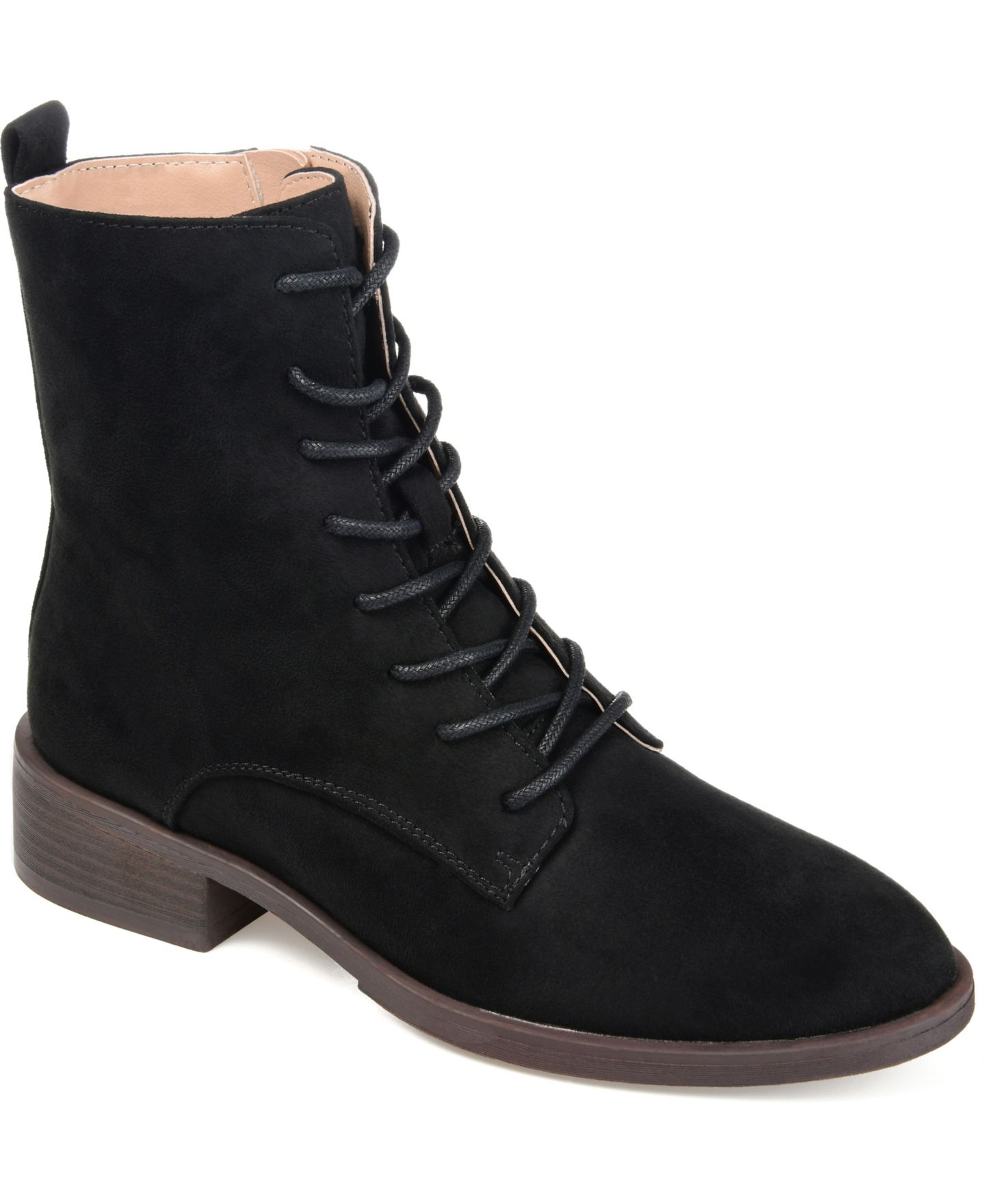 Женские ботинки Journee Collection Vienna Lace Up Stacked Heel Booties, цвет: Чёрный, вариант 1 — фото 1