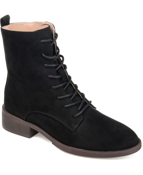 Женские ботинки Journee Collection Vienna Lace Up Stacked Heel Booties, цвет: Чёрный
