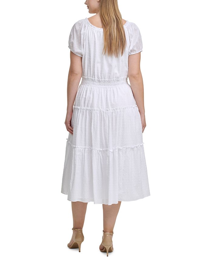 Tommy Hilfiger Plus Size Cotton Dotted Swiss Peasant Dress - Macy's