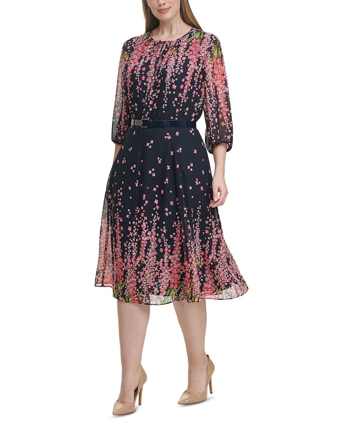 Tommy Hilfiger Plus Size Floral-Print A-Line Dress - Macy's