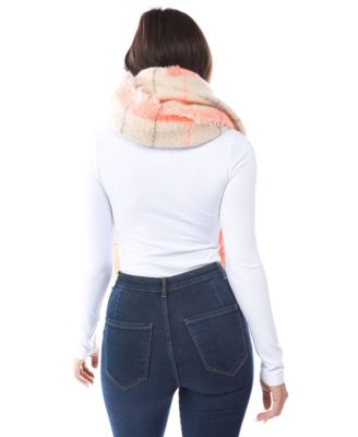 Women's Neon Pop Plaid Blanket Scarf with Fringe