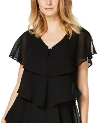 Tiered Rhinestone Capelet Dress