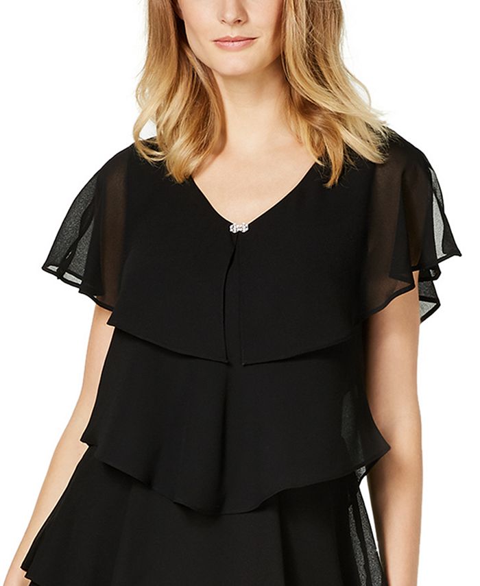 SL Fashions Tiered Rhinestone Capelet Dress Macy's