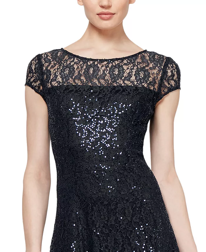 Women's Sequined Lace Midi Dresses - thumbnail 6