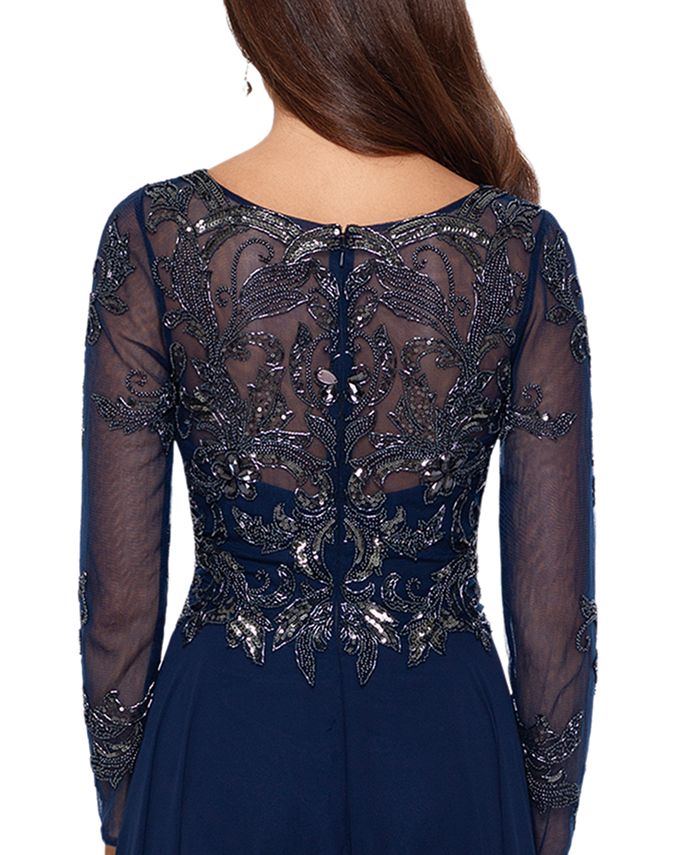 mesh sleeve gown