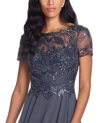 XSCAPE Women's Embellished Short Sleeve Chiffon Gown & Reviews ...