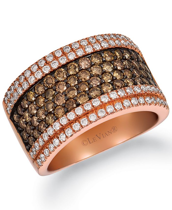 Le Vian Chocolate Diamond® & Vanilla Diamond® Statement Ring (1-3/4 ct.  .) in 14k Rose Gold & Reviews - Rings - Jewelry & Watches - Macy's