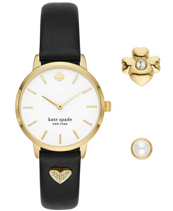 Kate spade watch black leather strap online