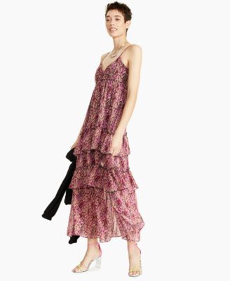 Bar III - Printed Tiered Ruffled Maxi Dress