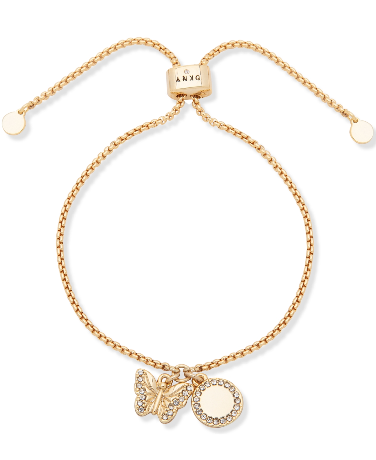 Gold-Tone Butterfly Pave Charm Slider Bracelet - Gold