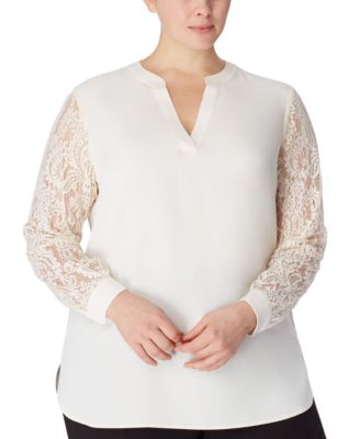 macys plus size white blouses