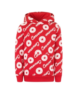 Converse Big Boys Repeat Logo Print Pullover Hoodie