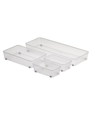 Spectrum Diversified Hexa In-drawer Organizer Set Of 4 Assorted Storage Trays In Clear Frost