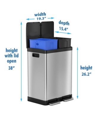 16 Gallon / 61 Liter SoftStep Stainless Steel Combo Step Pedal Kitchen Trash Can and Recycle Bin with Dual Odor Filters