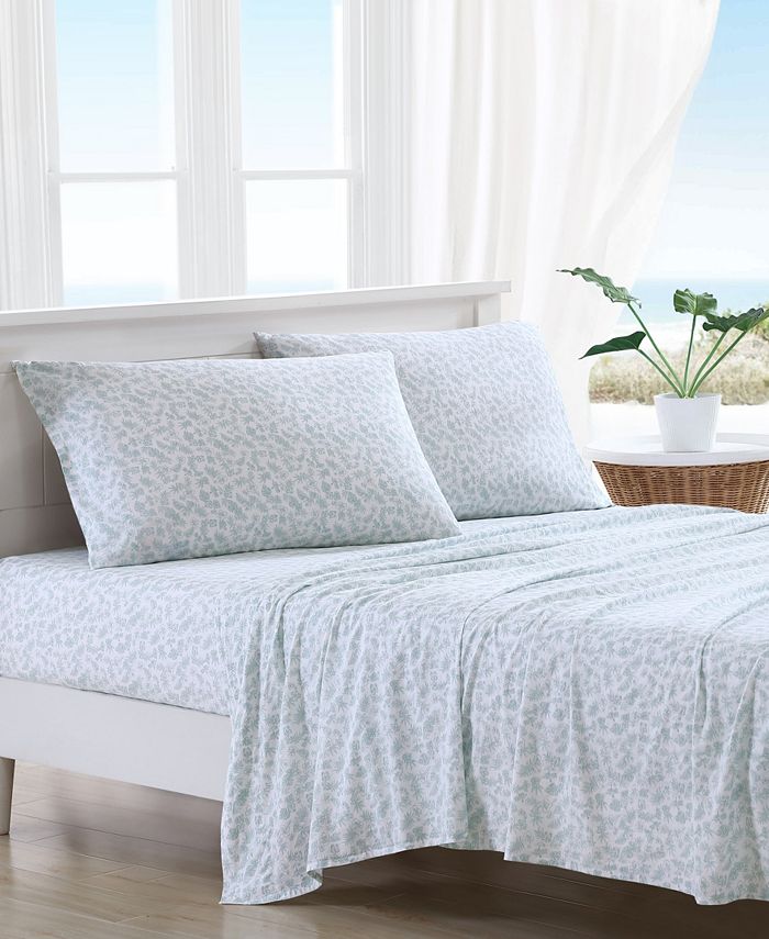 Tommy Bahama Home Tommy Bahama Hibiscus Bloom Washed Cotton Queen Sheet