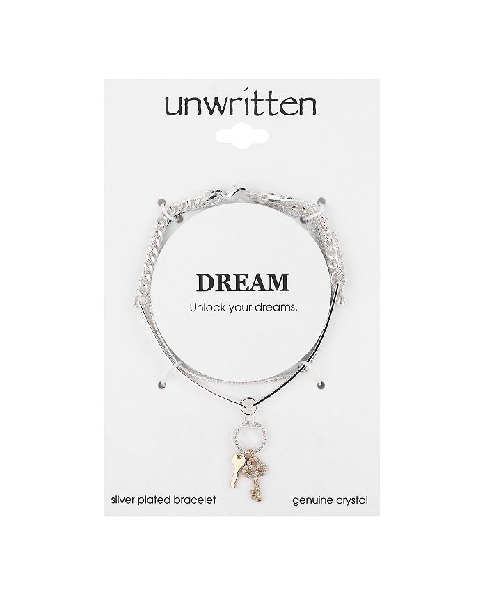 Unwritten - Two-Tone Crystal Key Triple Strand Bracelet