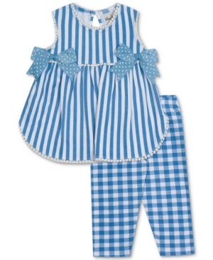 Rare Editions Baby Girls 2-Pc Striped Tunic & Check-Print Leggings Set