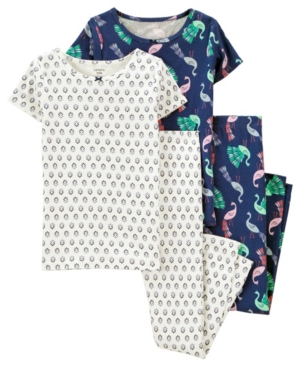 Carter's Big Girls 4 Piece Peacock Snug Fit Pajama Set