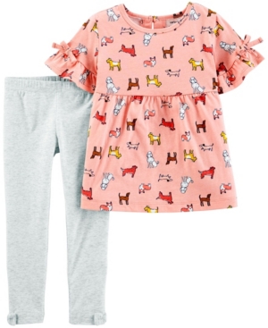 Carter's Toddler Girls 2 Piece Dog Jersey Top Legging Set