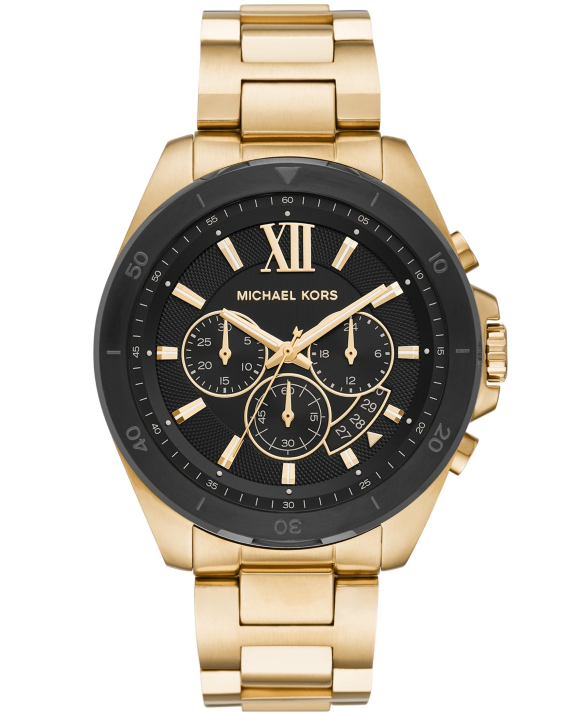 Michael Kors Men's Brecken Chronograph Gold-tone Stainless Steel Bracelet Watch 45mm
