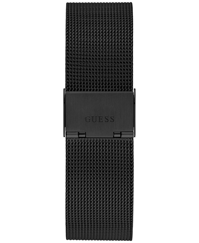 GUESS - Men's Diamond-Accent Black Stainless Mesh Bracelet Watch 44mm