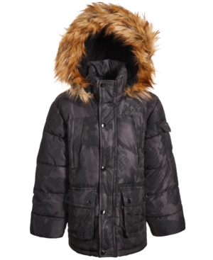 Diesel Little Boys Bomber Puffer with Faux-Fur Trim