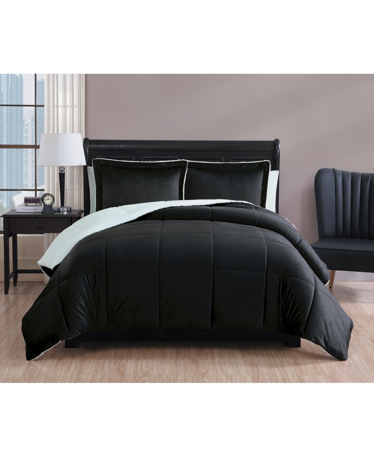 VCNY HOME CLOSEOUT! VCNY HOME MICROMINK SHERPA COMFORTER SET, KING