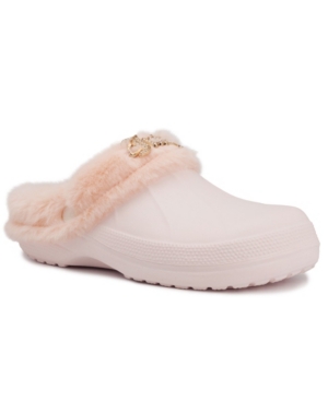 Juicy Couture Women's Cora Plush Clog Slippers Women's Shoes In Blush Faux Fur