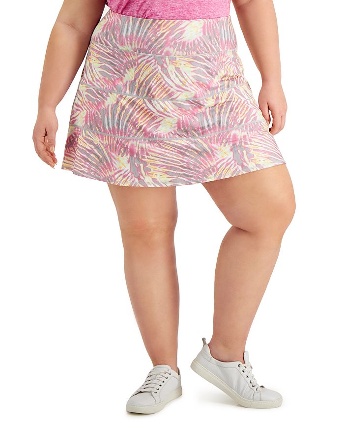 Ideology Plus Size TropicalPrint Tiered Skort, Created for Macy's Macy's