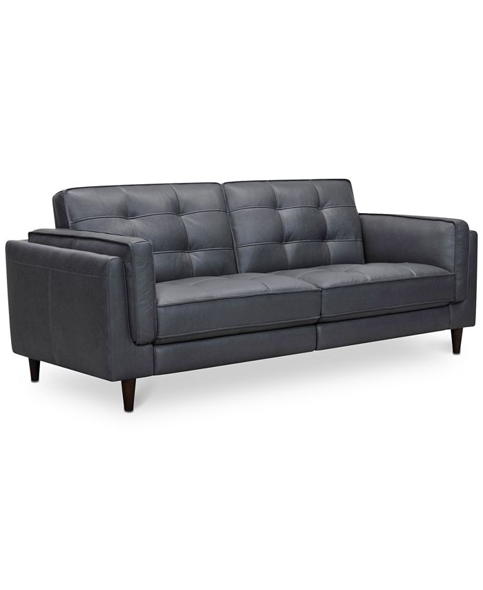 Furniture Kavier 90 Leather Sofa With, Macys Gray Leather Sofa