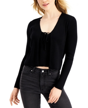 Crave Fame Juniors' Tie-Front Cardigan & Cami Set