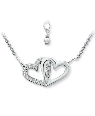 Cubic Zirconia Intertwined Hearts 16" Pendant Necklace