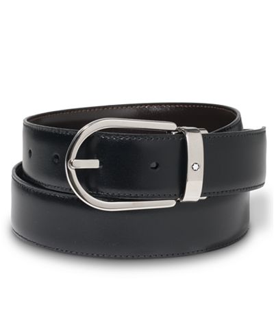 Montblanc Palladium-Finish Pin Buckle Reversible Leather Belt 38157