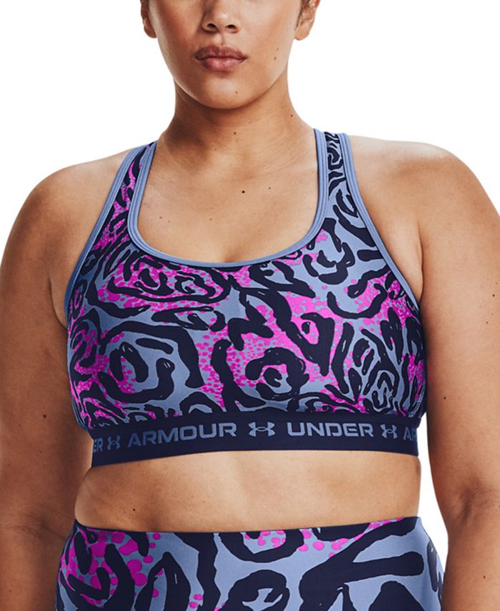 Under Armour Plus Size Crossback Mid Printed Sports Bra - Macy's