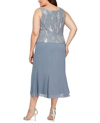 Alex Evenings Plus Size Sequin Jacket Midi Dress Macy s