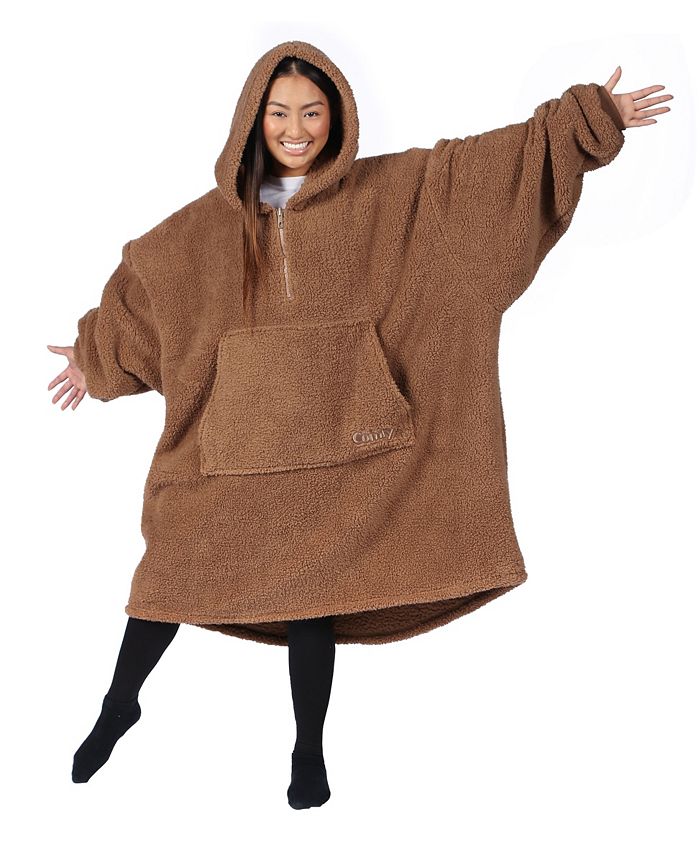 The Comfy 1/4-Zip Sherpa Teddy Bear Wearable Blanket 