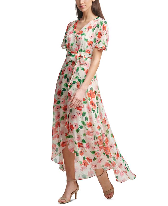Jessica Howard Petite Split-Sleeve Chiffon Maxi Dress - Macy's