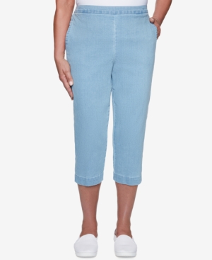 Shop Alfred Dunner Petite Classics Pull-on Capri Pants In Light Denim